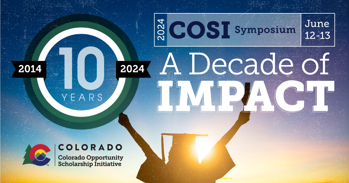 COSI Symposium decade of impact, student with their arms outstretched to the sky