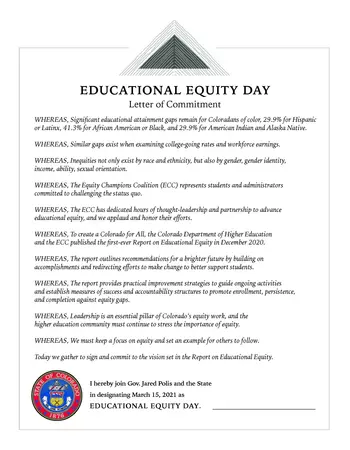 Colorado pledge to Educational Equity